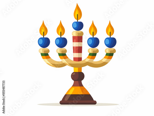 Flat Isolated Hanukkah Dreidel with Spinning Effect on White Background - Dynamic Design Element for Hanukkah Infographics