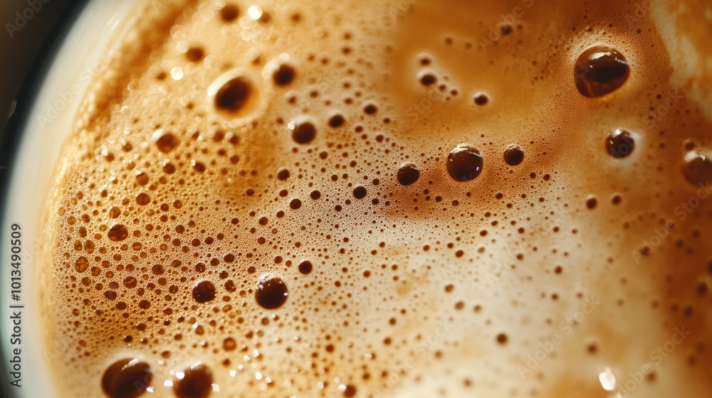 Close-up View of Coffee Foam with Intricate Detail and a Creamy Texture Close-up View of Coffee Foam with Intricate Detail and a Creamy Texture