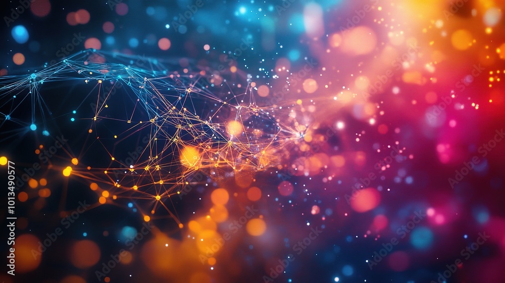 Abstract Colorful Background with Light and Connections Abstract Colorful Background with Light and Connections