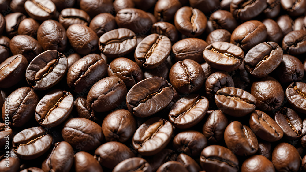 Fototapeta premium Coffee beans background. Fresh coffee beans. AI generated image, ai