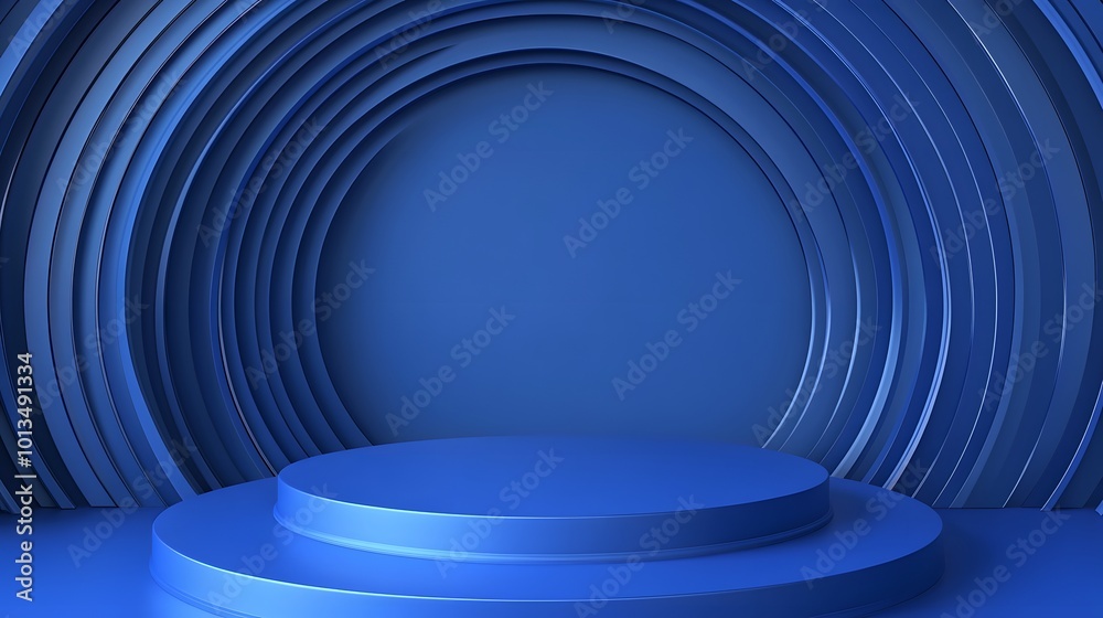 blue podium with circles background. blue podium with circles background.