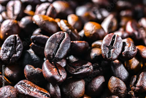 Close up of roasted coffee beans photo