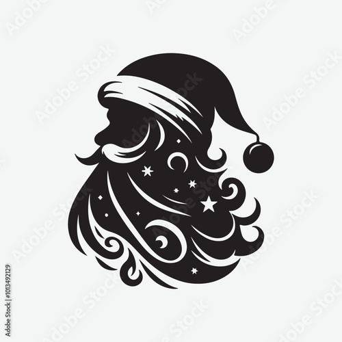 Set of Santa Claus silhouette cartoon character Free Vector