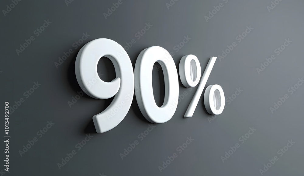 90 percent 3d metal text isolated on white, 3d render illustration design 90 percent 3d metal text isolated on white, 3d render illustration design