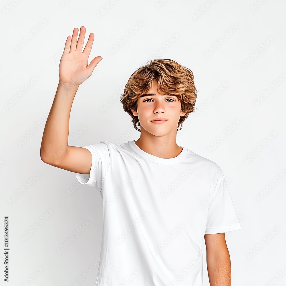 A person making a solemn vow, with a hand raised and a serious expression, vow of promise, commitment A person making a solemn vow, with a hand raised and a serious expression, vow of promise, commitment