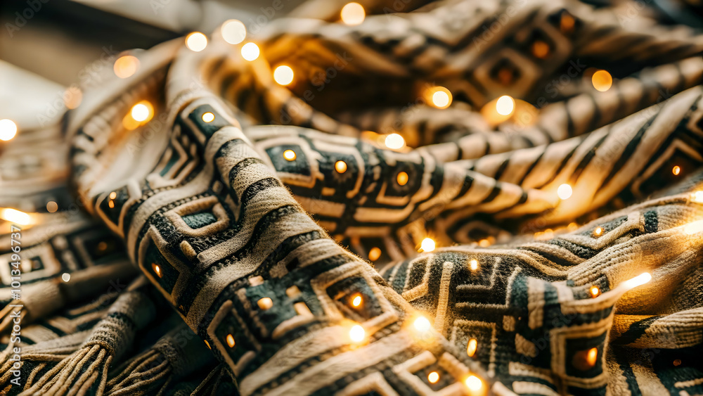Macro Shot of a Futuristic Glowing Digital Scarf with Neon Patterns - Close-Up of High-Tech Fabric Design and Modern Aesthetic Macro Shot of a Futuristic Glowing Digital Scarf with Neon Patterns - Close-Up of High-Tech Fabric Design and Modern Aesthetic