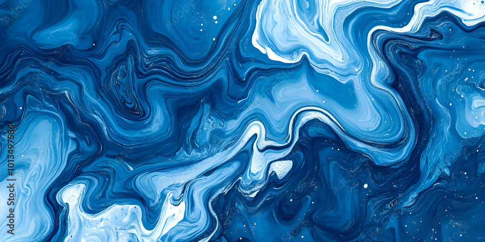 Obraz premium Elegant Blue Marble Fluid Art Texture