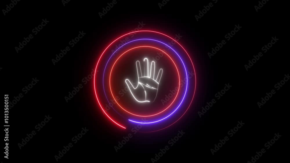 Glowing Neon Hands Up Icon - Animated Linear Symbol, HUD element Isolated on Black, 4K Ultra HD Motion Graphic Animation Glowing Neon Hands Up Icon - Animated Linear Symbol, HUD element Isolated on Black, 4K Ultra HD Motion Graphic Animation