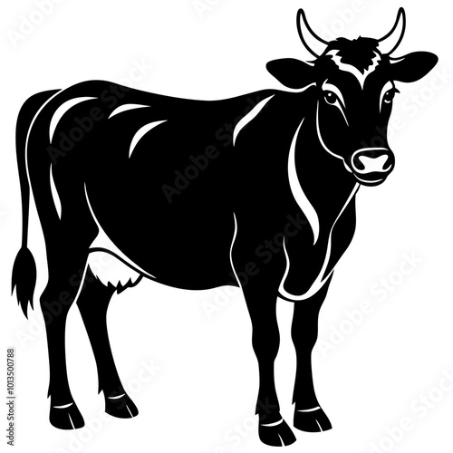 Cow animal silhouette. Cow silhouette isolated on white background. Cow vector illustration.