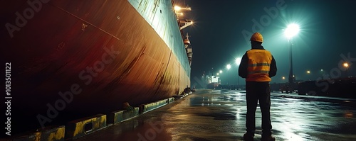 Dockworker Overseeing the U...