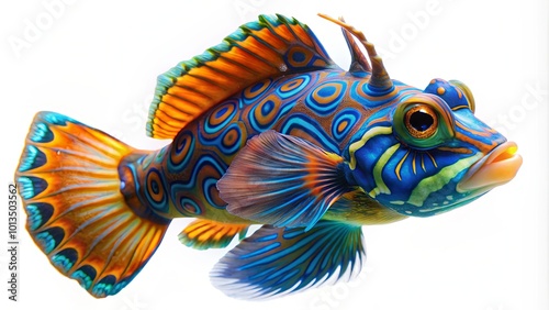 Close-up View of Colorful Mandarin Dragonet Fish