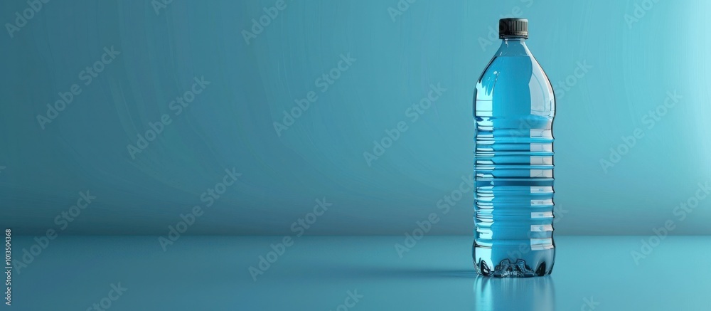 Transparent water bottle plastic drink container on a clean minimalist blue background Isolated studio shot of an empty clear plastic bottle with copy space for branding Transparent water bottle plastic drink container on a clean minimalist blue background Isolated studio shot of an empty clear plastic bottle with copy space for branding