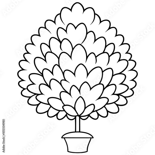 topiary bush outline coloring book page line art drawing