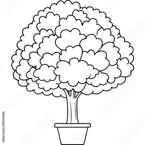 topiary bush outline coloring book page line art drawing
