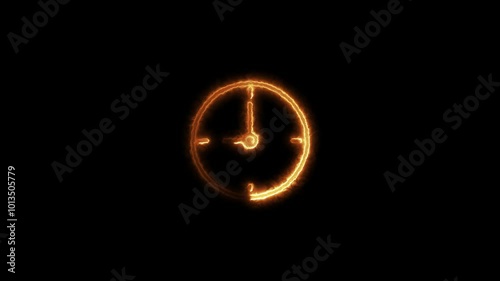 Wallpaper Mural A glowing neon clock icon animation. Time management, schedule planning, work hours, timeline and deadline concept.  neon clock sign. alarm silhouette. Torontodigital.ca