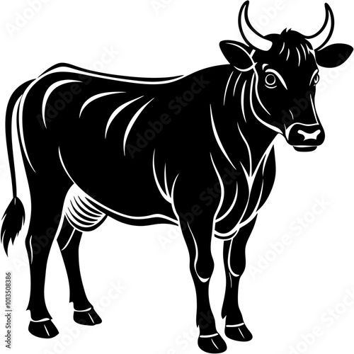 Cow animal silhouette. Cow silhouette isolated on white background. Cow vector illustration.