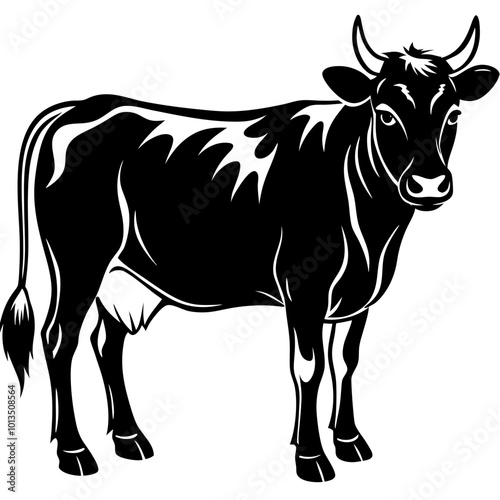 Cow animal silhouette. Cow silhouette isolated on white background. Cow vector illustration.