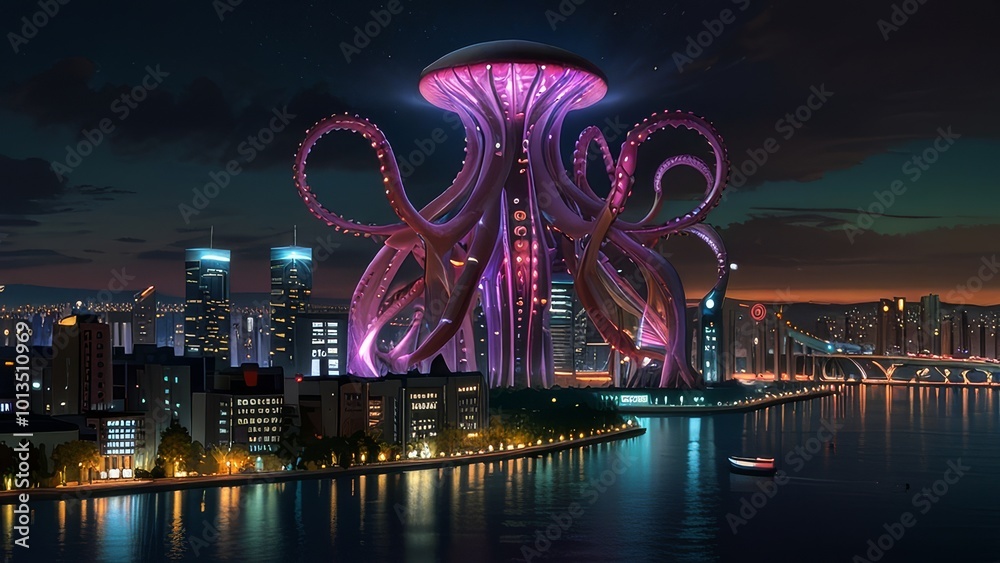 Neon city skyline Neon city skyline