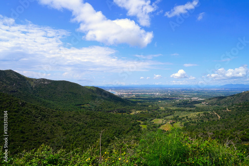 view from the Mirador sobre Roses towards the Golf de Roses and Empuriabrava at the Mediterranean Sea, Costa Brava, Roses, Figueres, Girona, Catalonia, Spain photo