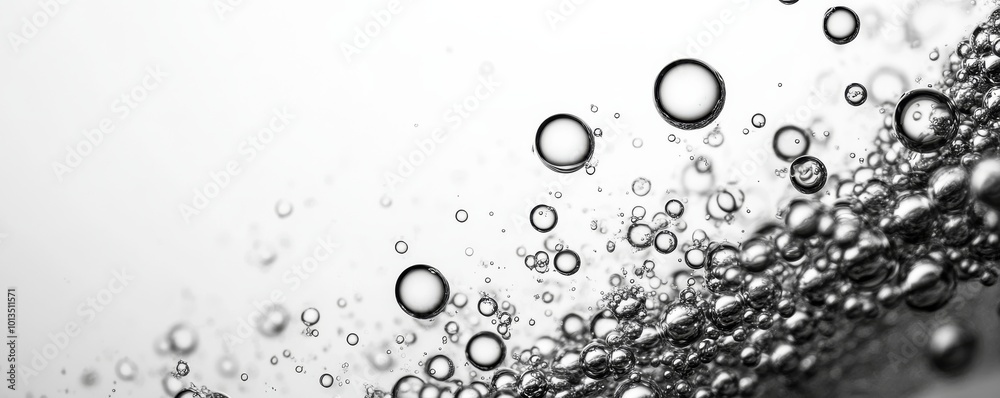 Close-up of bubbles in clear liquid, abstract composition. Science and nature concept Close-up of bubbles in clear liquid, abstract composition. Science and nature concept