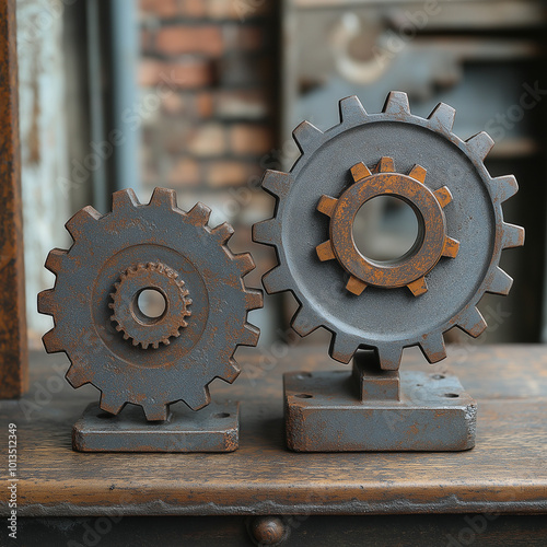 two modern cogs side by side with a smaller cog connected