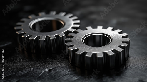 two modern cogs side by side with a smaller cog connected photo