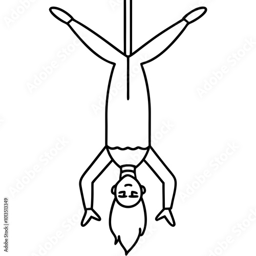 Reverse hanging human skeleton
