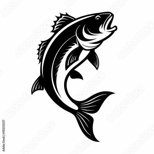 Red snapper isolated vector illustration. Fishing logo of red snapper. Fishing emlem for company or sport club. Marine theme background.
