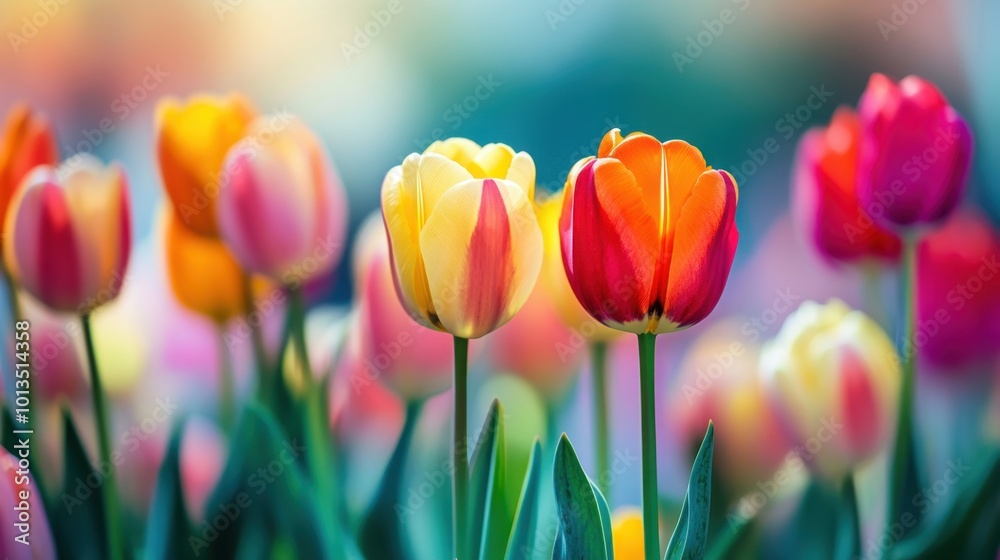 Vibrant tulip field background with fresh spring vibes for International Women Day or Mother Day celebration, floral beauty with copy space Vibrant tulip field background with fresh spring vibes for International Women Day or Mother Day celebration, floral beauty with copy space