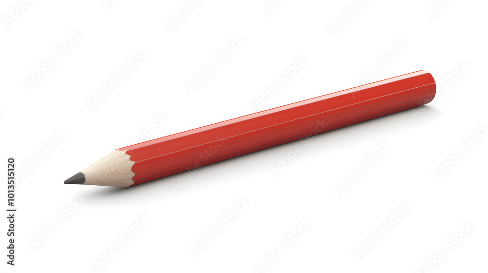 Red Pencil Isolated on White Background - High-Quality Close-Up design Red Pencil Isolated on White Background - High-Quality Close-Up design