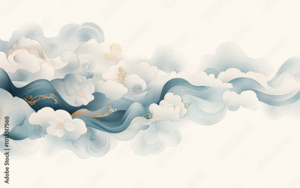 Traditional Chinese element cloud art background
