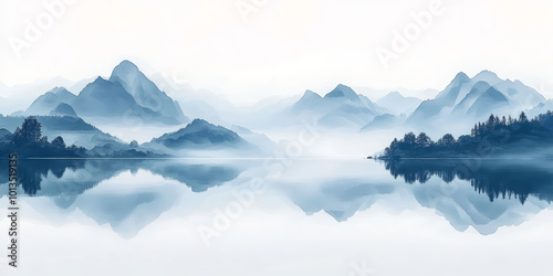 Traditional Chinese style of minimalist landscape painting art background