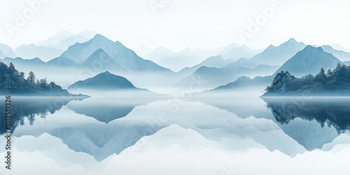 Traditional Chinese style of minimalist landscape painting art background