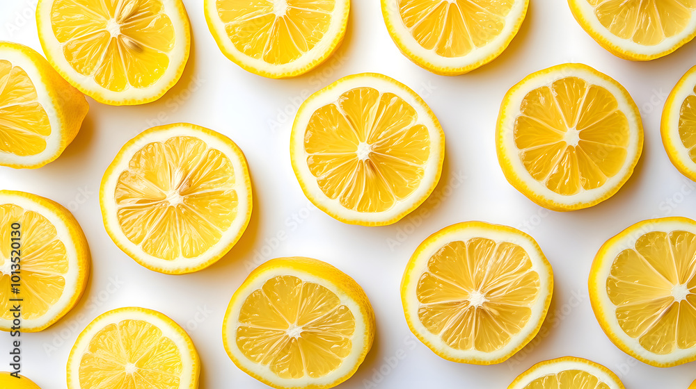Fresh Lemon Slices Pattern - Vibrant Yellow Citrus Fruit Background Fresh Lemon Slices Pattern - Vibrant Yellow Citrus Fruit Background