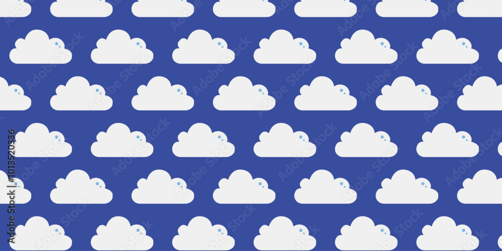 Obraz premium Simple pattern with white cloud motif on blue background