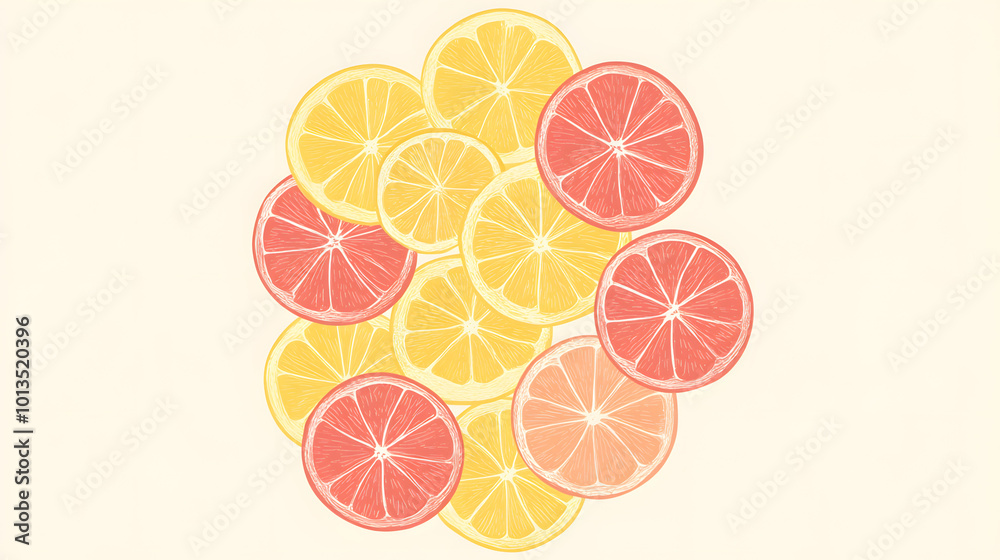 Vibrant Citrus Fruit Slices Pattern - Summer Wallpaper Vibrant Citrus Fruit Slices Pattern - Summer Wallpaper