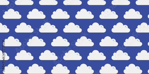 Simple pattern with white cloud motif on blue background