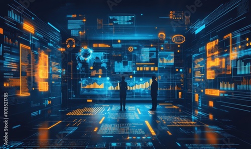 An illustration of data mining and collection processes, showcasing digital information being extracted, analyzed, and stored for big data analytics and, Generative AI