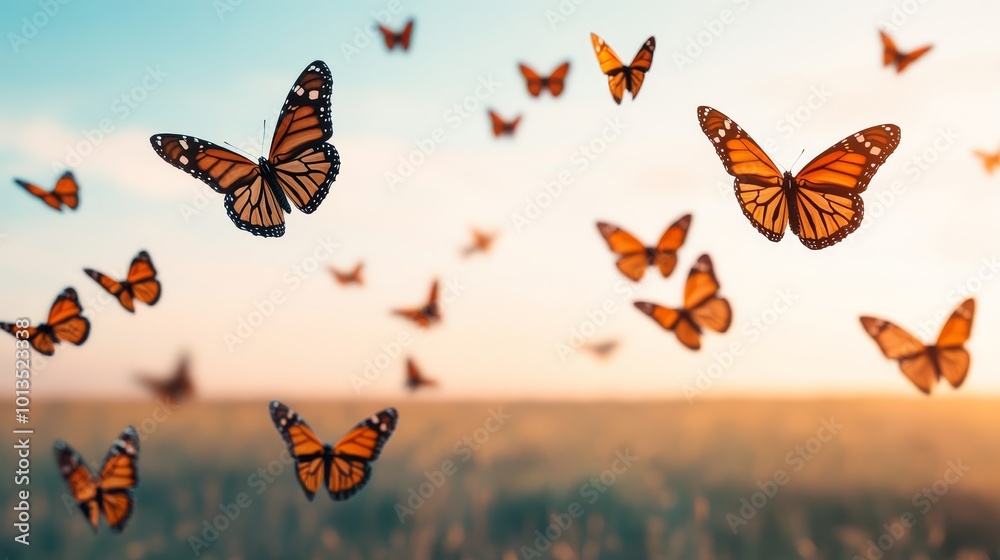 custom made wallpaper toronto digitalA swarm of monarch butterflies flying across a vast open field during their migration