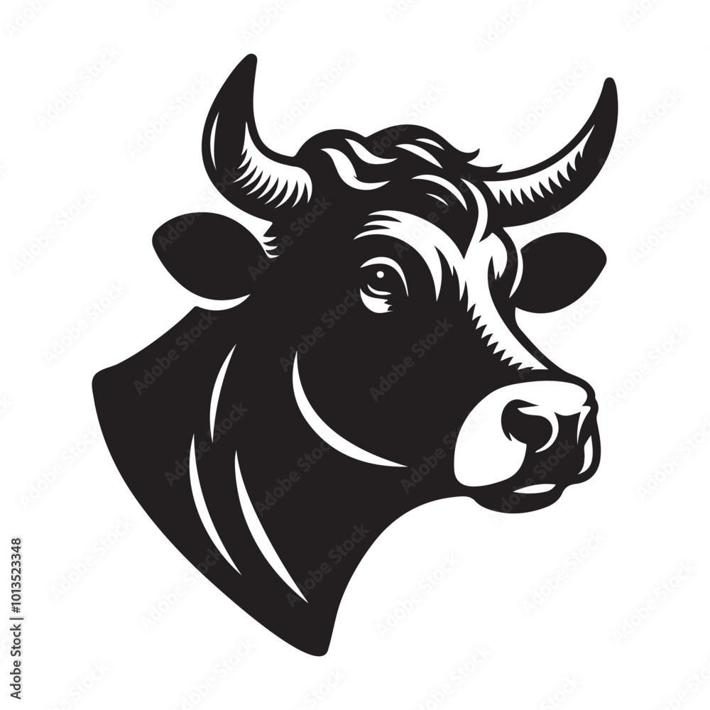 Cow Head Logo Icon Symbol Silhouette Vector Clip Art Isolated on White Background Cow Head Logo Icon Symbol Silhouette Vector Clip Art Isolated on White Background