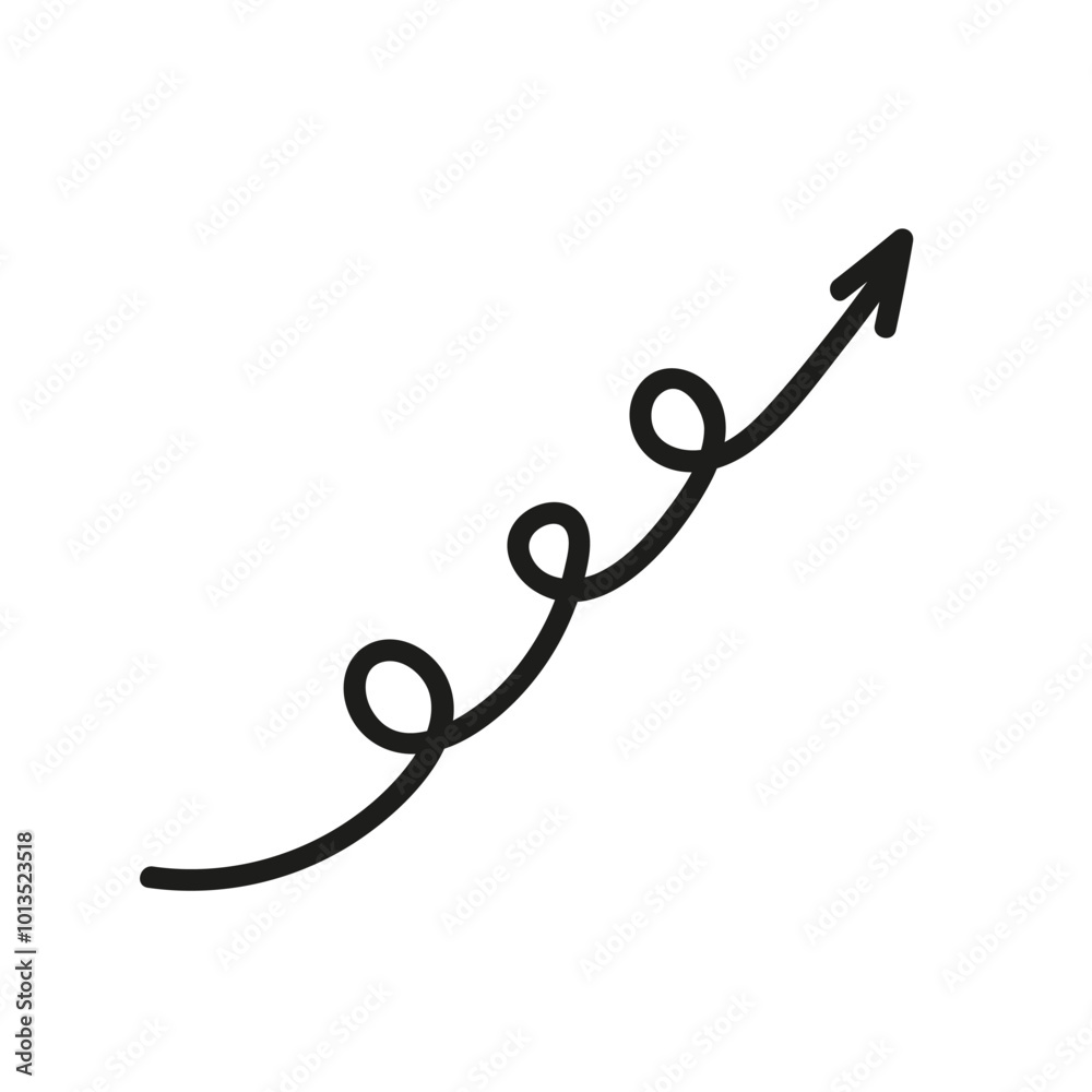 Twisted loop line arrow doodle. Hand drawn element for navigation and presentations. Twisted loop line arrow doodle. Hand drawn element for navigation and presentations.