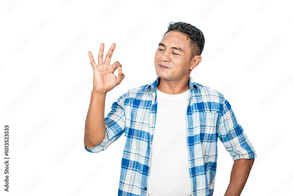 Story expression of a man in casual clothes isolated on a white background Story expression of a man in casual clothes isolated on a white background