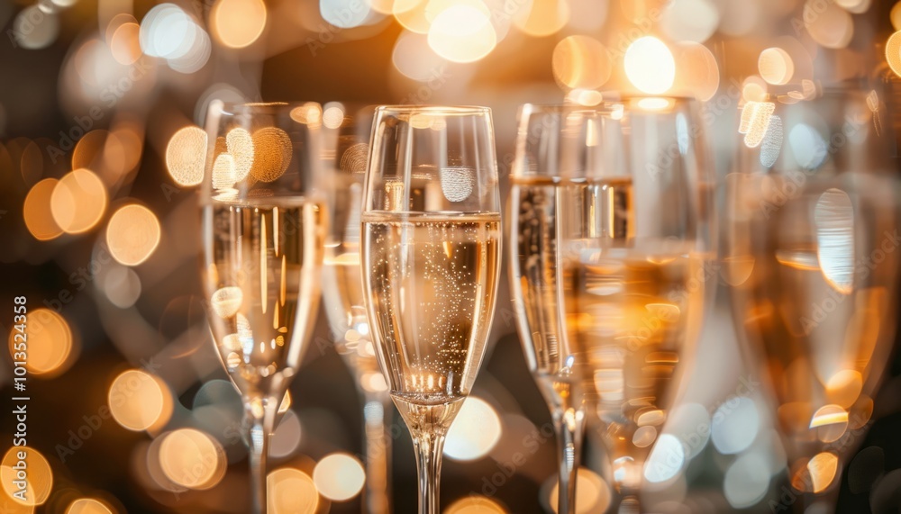 Elegant Close-Up of Champagne Glasses Against a Blurred Background for Celebratory Occasions Elegant Close-Up of Champagne Glasses Against a Blurred Background for Celebratory Occasions