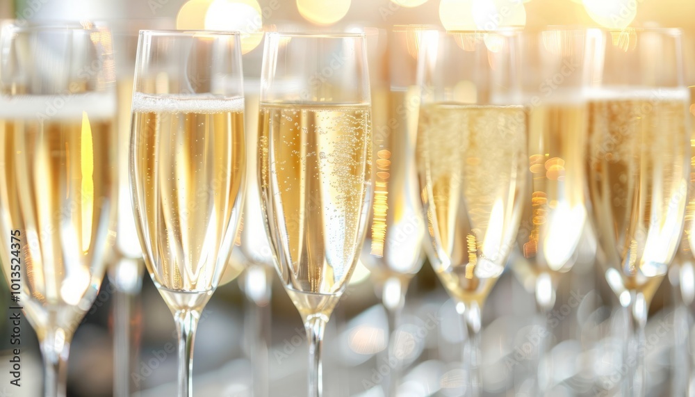 Elegant Close-Up of Champagne Glasses Against a Blurred Background for Celebratory Occasions Elegant Close-Up of Champagne Glasses Against a Blurred Background for Celebratory Occasions