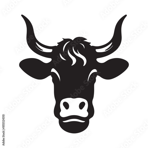 Cow Head Logo Icon Symbol Silhouette Vector Clip Art Isolated on White Background