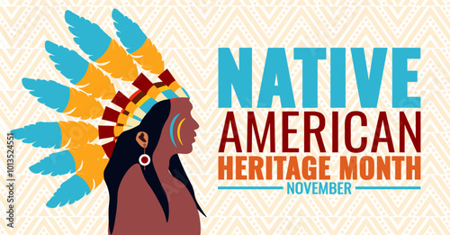Native American heritage month indigenous people Background or banner design template. American Indian culture. Indian American heritage month background. use to card, poster, placard, card