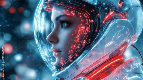 Futuristic Woman in Space Suit: A Cyberpunk Art Illustration