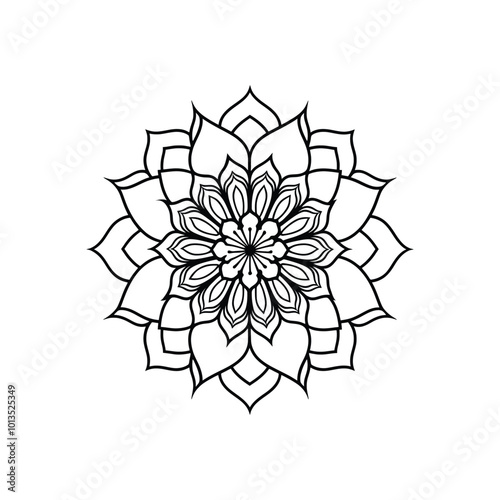 Detailed Succulent Mandala Line Art for Creative Coloring, Mindfulness Therapy, and Calming Art Activities