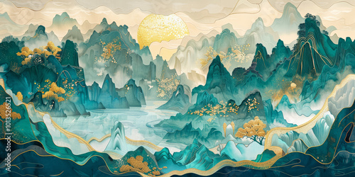 Retro traditional Chinese painting style art background
