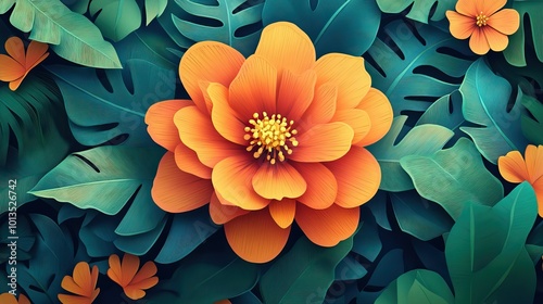 Close up of Tsinia flower against a vibrant green backdrop during the summer season Close up of flower with green background photo